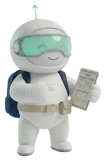 The Cargonaut holding a clipboard showing the extracted data